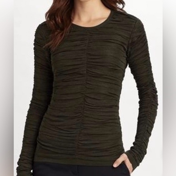 Burberry Archive XS Y2K Ruched Long Sleeve 100% Silk Top Made in Italy - Picture 1 of 10